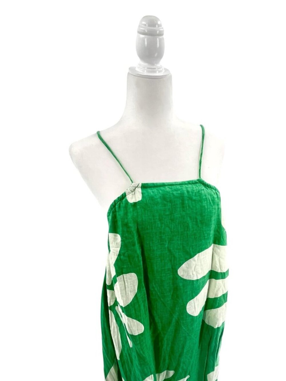 ZULU & ZEPHYR Women's Green Floral Flax Oversize Strappy Summer Maxi Dress US 2 - Picture 3 of 9